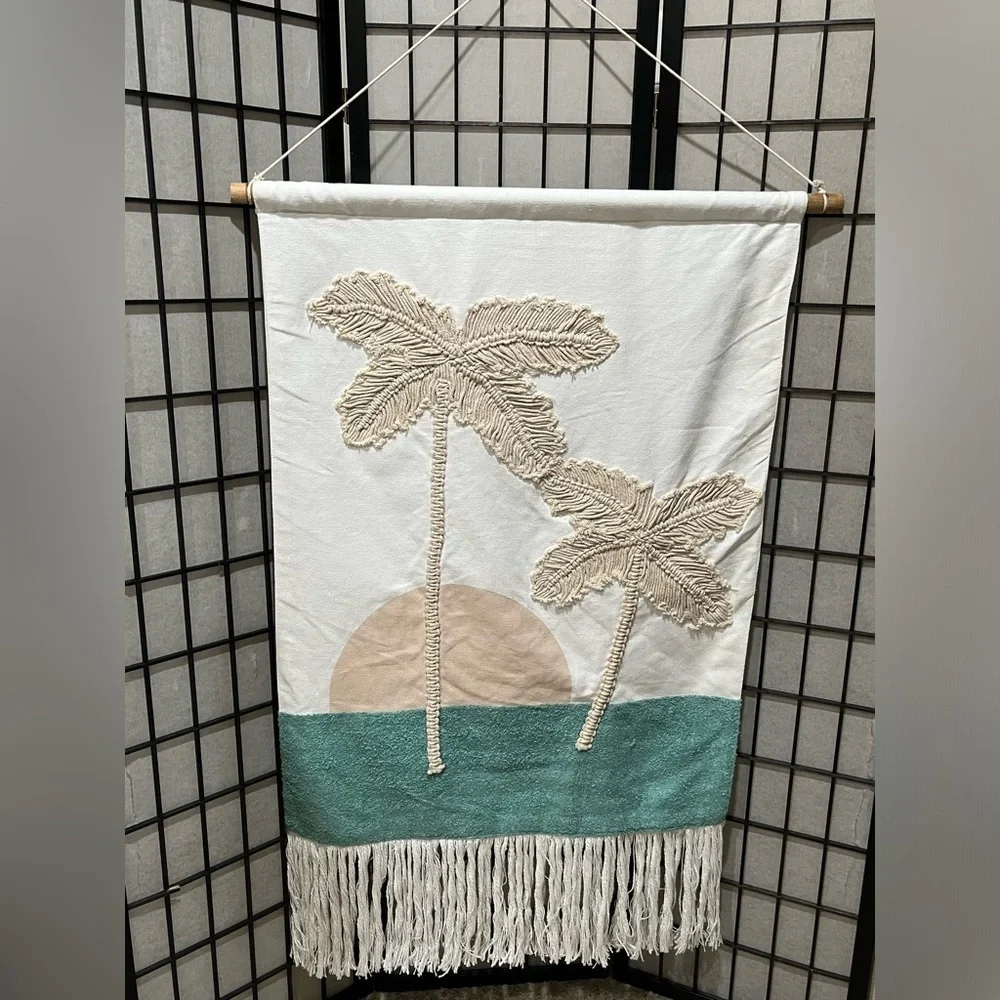 Tropical Wall Hanging with Palm Tree Design BY POTTERY BARN TEEN, 30”X 36”
